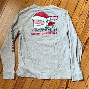 Vineyard Vines Boys Christmas Santa Whale Holiday Long Sleeve Tee
